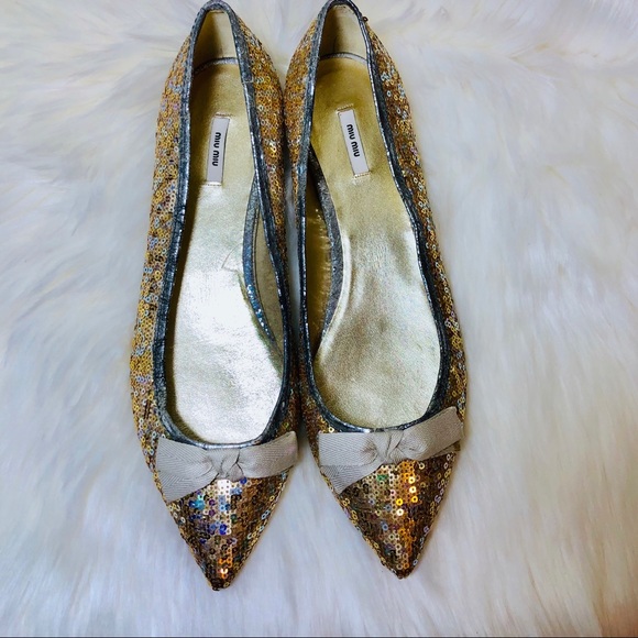 🛑Miu Miu Sequin-embellished flats size7 - Picture 5 of 7
